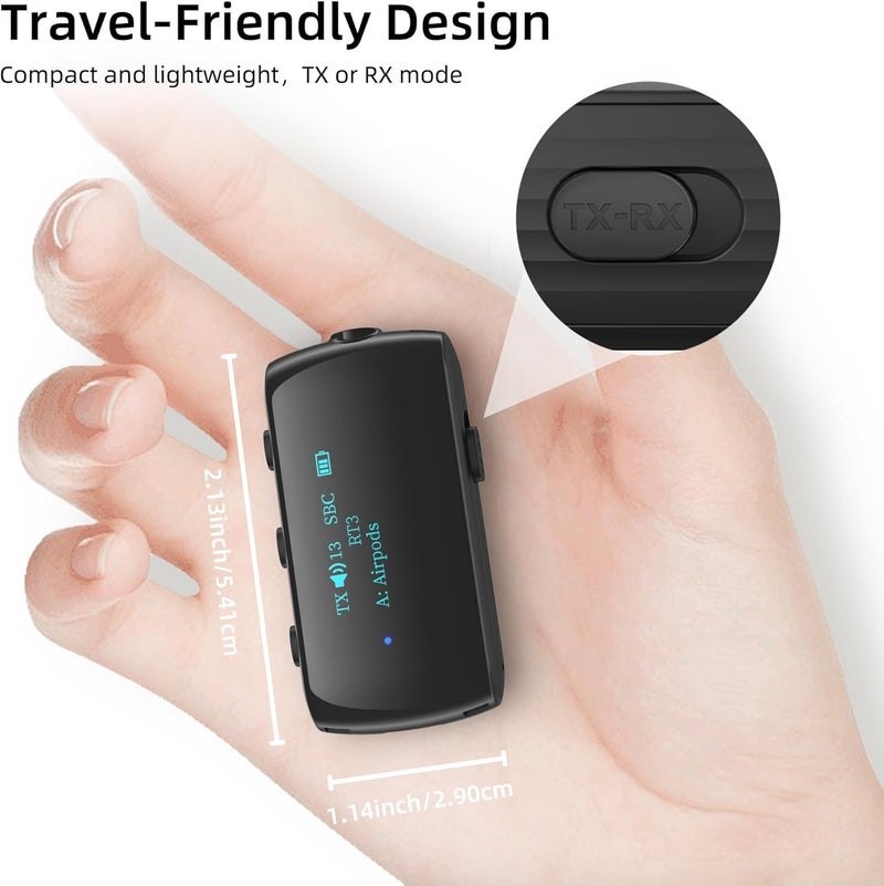 YOCOWOCO Bluetooth Transmitter Receiver for 2 AirPods/Headphones, Flight Bluetooth 5.2 Adapter for Airplane, TV, and Gym with a 3.5mm Audio Jack, Wireless BT Receiver with Mic for Car/Home Stereo - Image 5